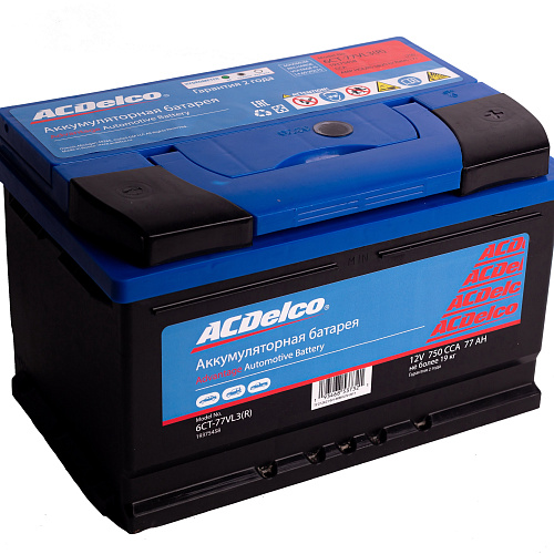 Аккумулятор ACDelco 77 А/ч обратная R+ EN750 A 278x175x175 19375458