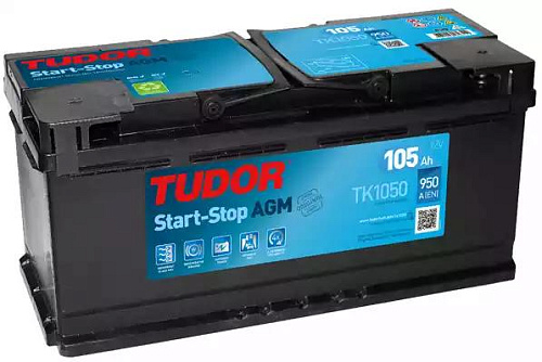 Аккумулятор TUDOR AGM 105 А/ч обратная R+ EN1 050 А 392x175x190 TK1050 TK1050