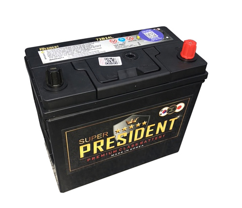 Аккумулятор SUPER PRESIDENT 6СТ- 59 (о.п.) (72B24L) тонк.кл. [д238ш129в225/520] [B24]