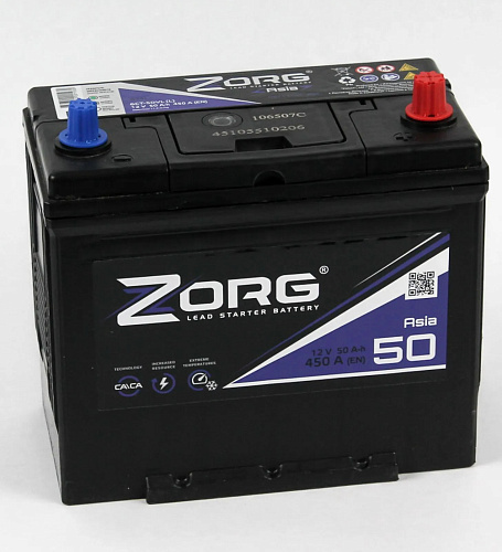 /Аккумулятор ZORG 50 Ah R+ EN450 А 232X129X220