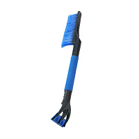 (Black&Blue) Скребок с щёткой для удаления снега и льда поролоновая ручка , цветная (48 см) (BB1003)