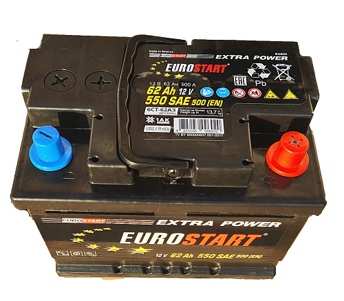 Аккумулятор EUROSTART 6СТ-62 о.п. низ. [д242ш175в175]