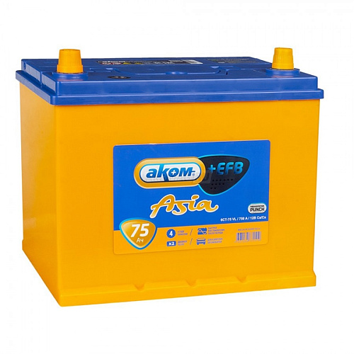 Аккумулятор AKOM Asia EFB 6CT-75 (о.п.) (260х173х225,750)